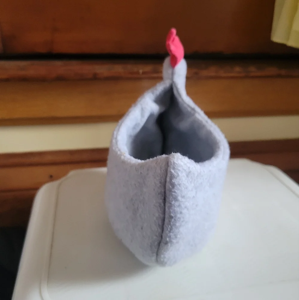 Handmade Cozy Fleece Gray Collapsible Chicken Hen Basket Bin